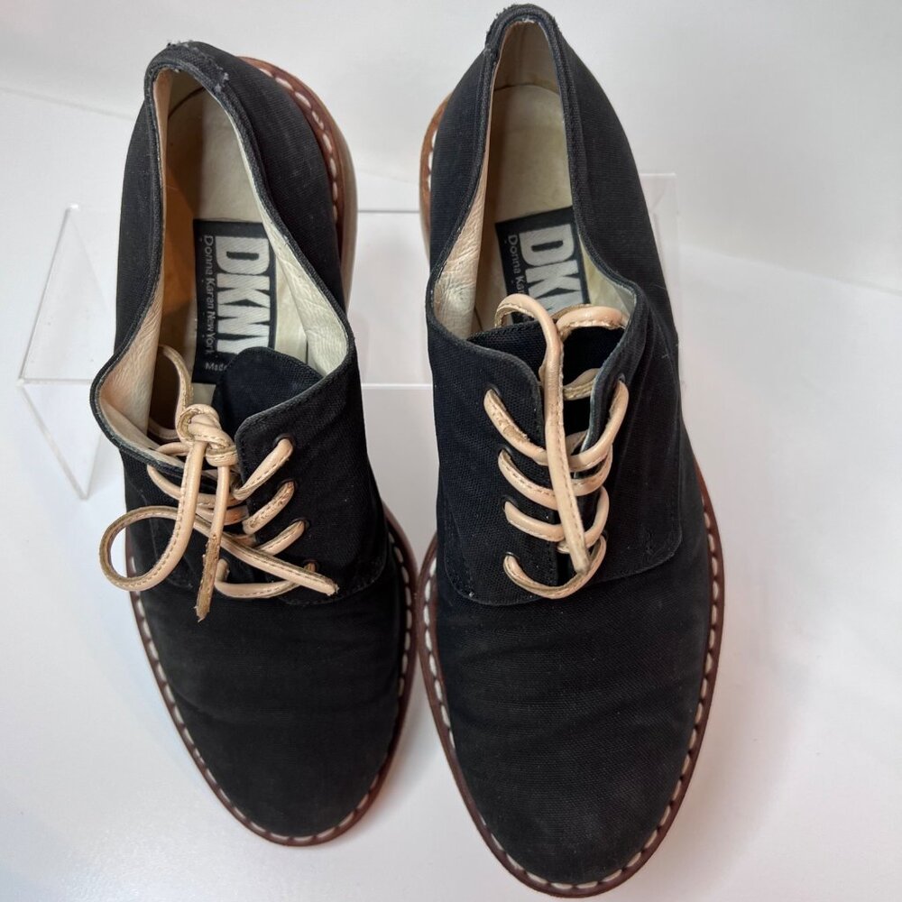 DKNY Men Black Leather Shoes Derby Black Shoes Size 6